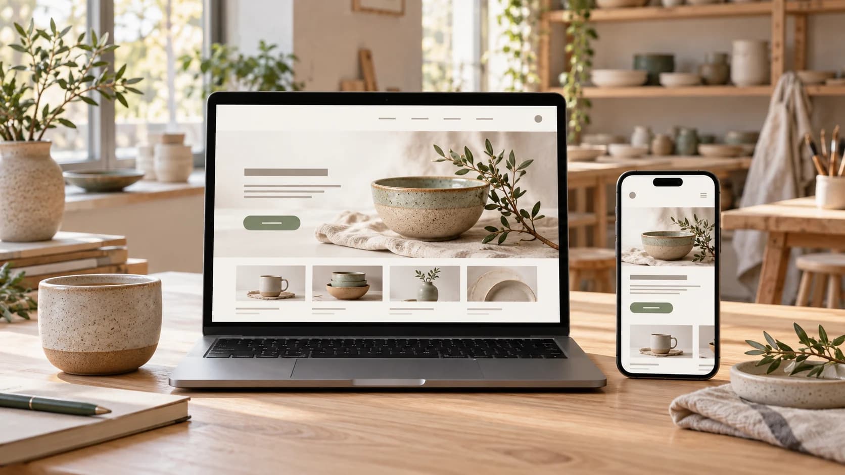 Responsiver Website-Entwurf auf Laptop und Smartphone